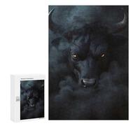 Puzzles pour Adolescents Black Bull in Smoke Puzzle Adulte - Décoration Murale - Découpe De Précision pour Les Gamers 300 PCS