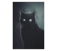 Puzzles pour Adolescents Black Cat Portrait Puzzles pour Adolescents, Jouets Anti-Stress, Décoration Murale, Cadeau d'anniversaire, Cadeaux, 75x50cm/1000pcs