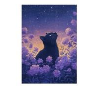 Puzzles pour Adolescents Black Cat Under Starry Sky Puzzles pour Adultes, Jouets, Décoration Murale, Cadeaux Et Idées Cadeaux Uniques pour Anniversaires 38x26cm/1000pcs