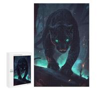 Puzzles pour Adolescents Black Panther with Glowing Eyes Puzzles pour Adolescents - Décoration Murale - Cadeau Unique pour Anniversaire Et Noël