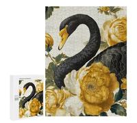 Puzzles pour Adolescents Black Swan and Golden Flowers Puzzles pour Adolescents - Décoration Murale - Cadeau Unique pour Anniversaire Et Noël