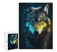 Puzzles pour Adolescents Black Wolf in Neon Light Puzzle Adulte - Décoration Murale - Découpe De Précision pour Les Gamers 500 PCS
