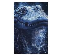 Puzzles pour Adolescents Blue Alligator Portrait with Water Splashes Puzzles pour Adultes : des Jouets À Monter Soi-même, Amusants Et Originaux, Parfaits pour Un Anniversaire Ou Noël