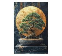 Puzzles pour Adolescents Bonsai Tree with Golden Moon Puzzles pour Adultes Jeux Amusants pour Toute La Famille Jeux Stimulants Cadeaux 75x50cm/1000pcs