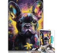 Puzzles pour Adolescents Bouledogue français 1000 pièces Puzzles pour Adultes et Adolescents Soulagement du Stress Défi Difficile Améliorer l'amour Entre Les Couples 75x50cm