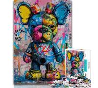 Puzzles pour Adolescents Bouledogue français Graffiti 1000 pièces Puzzles pour Adultes et Adolescents Soulagement du Stress Défi Difficile Améliorer l'amour Entre Les Couples 75x50cm