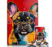 Puzzles pour Adolescents Bouledogue français Peinture à l'huile Puzzles pour Adultes 1000 pièces Difficile est Un pour Toute la Famille Convient pour Et 14 (50x75cm)