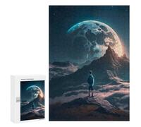 Puzzles pour Adolescents Boy Looking at The Moon Puzzles pour Adultes Jeu Manuel Cadeau d'anniversaire Cadeau d'anniversaire, Cadeaux, 300 PCS