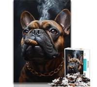 Puzzles pour Adolescents Bulldog Fumeur 1 000 pièces pour Adultes et Adolescents Cadeaux du Père Noël Secret pour Les Enfants de 14 Ans et Plus (50x75cm)