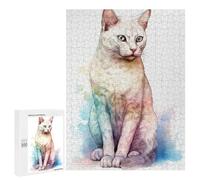 Puzzles pour Adolescents Burmilla Cat Watercolor Puzzles pour Adultes, Jeu Manuel, Course De Vitesse, Activités Amusantes À La Maison, 500 PCS