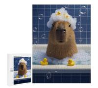 Puzzles pour Adolescents Capybara in Bathtub with Rubber Ducks Jeu De Puzzle Familial pour Adultes, Amusant Et Humoristique, Activités À Faire À La Maison, 500 PCS