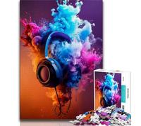 Puzzles pour Adolescents, Casque d'écoute Moderne et coloré, Jeux éducatifs, décoration d'intérieur, Cadeau d'anniversaire, Art Mural (Taille 38x26cm)