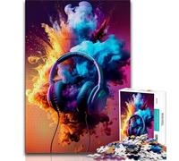 Puzzles pour Adolescents, Casque d'écoute Moderne et coloré, Jeux éducatifs, décoration d'intérieur, Cadeau d'anniversaire, Art Mural (Taille 38x26cm)