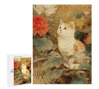 Puzzles pour Adolescents Cat Among Flowers Vintage Painting Puzzles pour Adultes Jeu Manuel Cadeau d'anniversaire Cadeau d'anniversaire, Cadeaux, 500 PCS