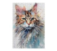 Puzzles pour Adolescents Cat Watercolor Puzzles pour Adultes, Jeu Familial, Course De Vitesse Manuelle, Cadeaux d'anniversaire Uniques 38x26cm/1000pcs