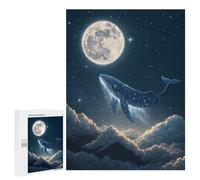 Puzzles pour Adolescents Celestial Whale in Starry Night Sky Puzzle pour Adultes Jeux en Famille Une Œuvre d'art Interaction Parent-Enfant 500 PCS