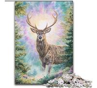 Puzzles pour Adolescents Cerf de la Jungle, Jouets de Jeu stimulants, décoration Murale, Cadeaux d'anniversaire et de Noël Uniques (Taille 50x75cm)