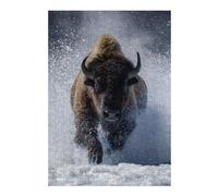 Puzzles pour Adolescents Charging Bison in Snow Puzzles pour Adultes : des Jouets À Monter Soi-même, Amusants Et Originaux, Parfaits pour Un Anniversaire Ou Noël