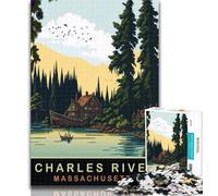 Puzzles pour Adolescents Charles River MA Puzzles pour Adultes 1000 pièces, Jouets Jeux éducatifs Anti-Stress Interaction Parent-Enfant 75x50cm