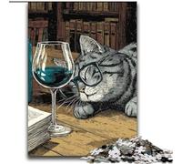 Puzzles pour Adolescents Chat Buveur, Jeu Familial Anti-Stress, défi Difficile, renforce l'amour Entre Les Couples 38x52cm