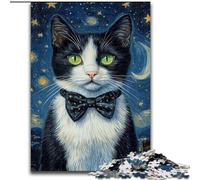 Puzzles pour Adolescents Chat du Ciel étoilé, Analyse et logique, avec pièces de Formes aléatoires entièrement emboîtables, à partir de 14 Ans (Taille 26x38cm)