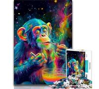 Puzzles pour Adolescents Chat fumant psychédélique Puzzles pour Adultes 1 000 pièces idéal comme Cadeau pour Toute la Famille de 14 à 18 Ans (26x38cm)