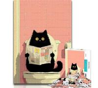 Puzzles pour Adolescents, Chat Noir Abstrait Artistique, défi d'intelligence cérébrale, Jouets addictifs, Cadeau d'anniversaire, Cadeaux, Art Mural 38x26cm
