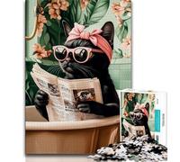 Puzzles pour Adolescents Chat Noir dans la Salle de Bain Puzzles pour Adolescents, est idéal comme Cadeau pour Toute la Famille Convient pour et 14 (Taille 38x26cm)