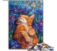 Puzzles pour Adolescents Chat Parmi Les Fleurs, à partir de 14 Ans Décoration d'intérieur comme Cadeau pour Toute la Famille et Les Amis (Taille 50x75cm)