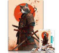Puzzles pour Adolescents, Chat samouraï Japonais, Puzzles pour Adultes, 1000 pièces, idéal comme Cadeau pour Toute la Famille, pour Les Enfants de 14 Ans et Plus, 26x38cm