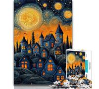 Puzzles pour Adolescents Château du Ciel Nocturne, Aidez Le Cerveau à exercer des Jouets addictifs pour cultiver la Patience Décoration Murale 50x75cm