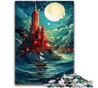 Puzzles pour Adolescents Château sur la mer 1000 pièces, Anti-Stress, séjour, Tuer Le Temps, liste de souhaits avec Le Père Noël (75x50cm)