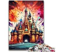 Puzzles pour Adolescents, châteaux colorés, Jouets de Divertissement Familial avec Affiche et fiche de Questions-réponses (26x38cm)