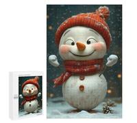 Puzzles pour Adolescents Cheerful Snowman Christmas Puzzles pour Adolescents - Décoration Murale - Cadeau Unique pour Anniversaire Et Noël