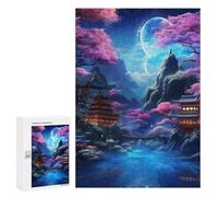 Puzzles pour Adolescents Cherry Blossom Moonlit Landscape Casse-tête pour Adolescents : Analyse Et Logique, Difficile Et Stimulant, Idéal comme Cadeau 300 PCS