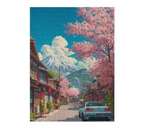 Puzzles pour Adolescents Cherry Blossom Street Scene Puzzle pour Adultes, Jeu Manuel, Course De Vitesse, Cadeau d'anniversaire, Cadeaux, 1000pcs(52x38cm)