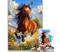 Puzzles pour Adolescents Cheval Parmi Les Fleurs Puzzles pour Adultes et Adolescents Cadeau d'anniversaire Cadeaux Art Mural pour et jusqu'à 14 Ans 38x26cm