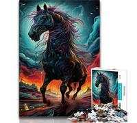 Puzzles pour Adolescents, Chevaux colorés psychédéliques, Jeux éducatifs, décoration d'intérieur, Cadeau d'anniversaire, Art Mural (Taille 38x26cm)