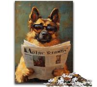 Puzzles pour Adolescents, Chien de Berger lisant Un Journal, Jouets éducatifs, activités Amusantes à la Maison, Cadeau d'anniversaire, Cadeaux de Voyage 50x75cm