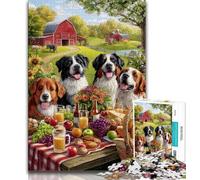 Puzzles pour Adolescents Chiens en Pique-Nique, Aidez Le Cerveau à exercer des Jouets addictifs pour cultiver la Patience Décoration Murale (75x50cm)