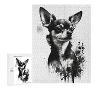 Puzzles pour Adolescents Chihuahua Black Ink Puzzles pour Adultes Jeu Manuel Cadeau d'anniversaire Cadeau d'anniversaire, Cadeaux, 500 PCS