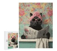 Puzzles pour Adolescents Chill Cat in Sunglasses Reading Newspaper Puzzle Anti-Stress pour Adolescents Chaque Pièce Est Unique - Idéal comme Cadeau pour Toute La Famille 500 PCS