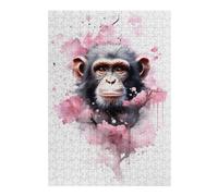 Puzzles pour Adolescents Chimpanzee Puzzles pour Adolescents, Jouets Anti-Stress, Décoration Murale, Cadeau d'anniversaire, Cadeaux, 38x26cm/1000pcs