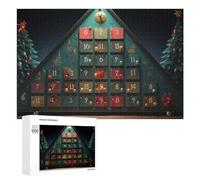 Puzzles pour Adolescents Christmas Countdown Calendar with Decorative Trees Puzzles pour Adultes Jouets Anti-Stress Vacances À La Maison Passer Le Temps Interaction Parent-Enfant 1000 PCS