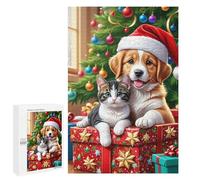 Puzzles pour Adolescents Christmas Pet Gift Scene Puzzles pour Adolescents : Améliorent La Mémoire. Chaque Pièce Est Unique - Idée Cadeau d'anniversaire Unique 1000 PCS