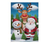Puzzles pour Adolescents Christmas Santa Reindeer Snowman Puzzles pour Adultes Jeu Manuel Décoration Intérieure Est Idéal comme Cadeau 38x26cm/1000pcs