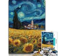 Puzzles pour Adolescents Ciel Nocturne Tournesol, Jouets éducatifs et Amusants à la Maison, Cadeaux d'anniversaire, Cadeaux de Voyage (75x50cm)