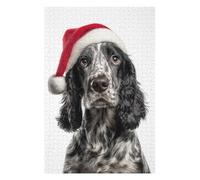 Puzzles pour Adolescents Cocker Spaniel Dog with Santa Hat Puzzles pour Adultes Jeu Manuel Décoration Intérieure Est Idéal comme Cadeau 75x50cm/1000pcs