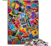Puzzles pour Adolescents Collage de Timbres de Paris, Jeu Familial Anti-Stress, défi Difficile, Une œuvre d'art pour Les 14 Ans et Plus (Taille 50x75cm)