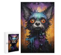 Puzzles pour Adolescents Colorful Abstract Dog Artwork Puzzles pour Adultes Jouets Anti-Stress Vacances À La Maison Passer Le Temps Interaction Parent-Enfant 1000 PCS